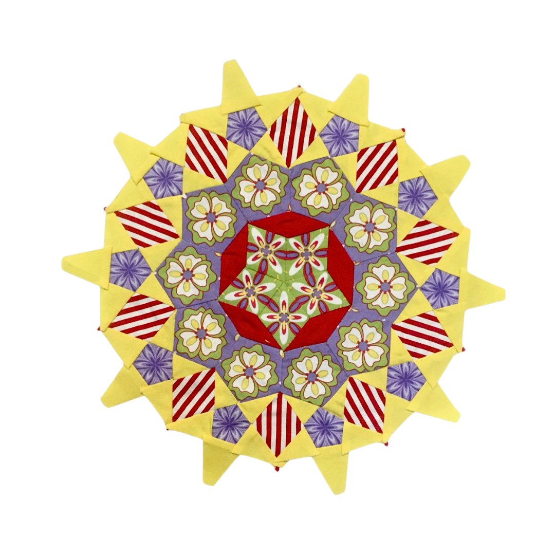 LaPassacaglia Colorful Rosette in yellow red and purple