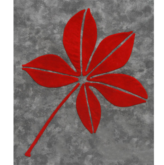 Buckeye leaf in red on a gray background fabric appliqué quilt pattern