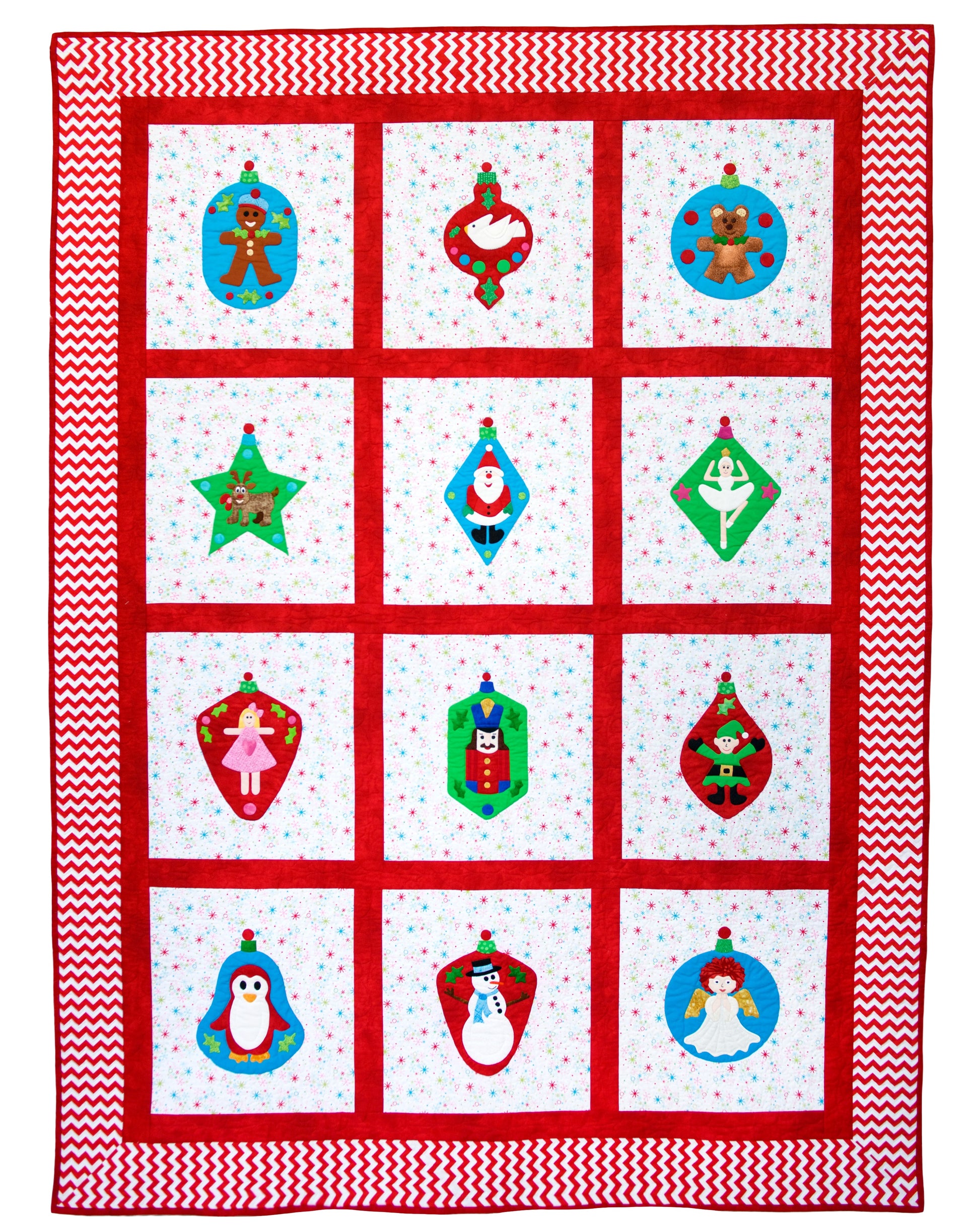 Christmas Ornaments Appliqué Quilt 