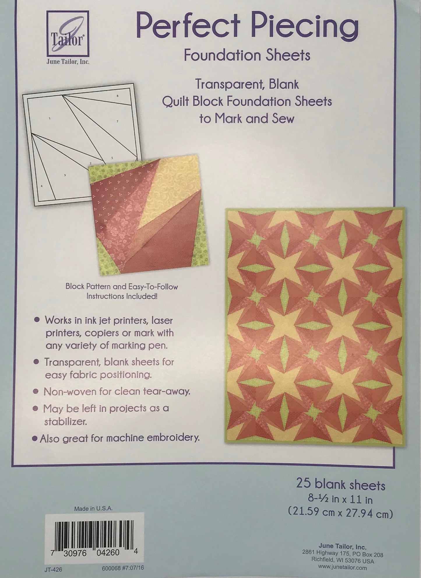 June Tailor's Perfect Piecing creates an appliqué placement guide