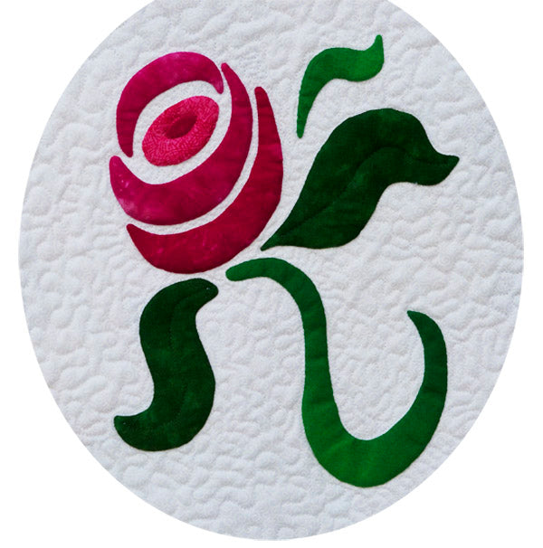 Red Rose flower pattern on white background fabric appliqué quilt pattern