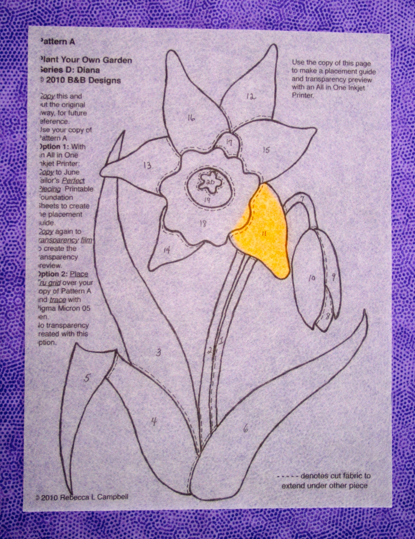June Tailor's Perfect Piecing creates an appliqué placement guide