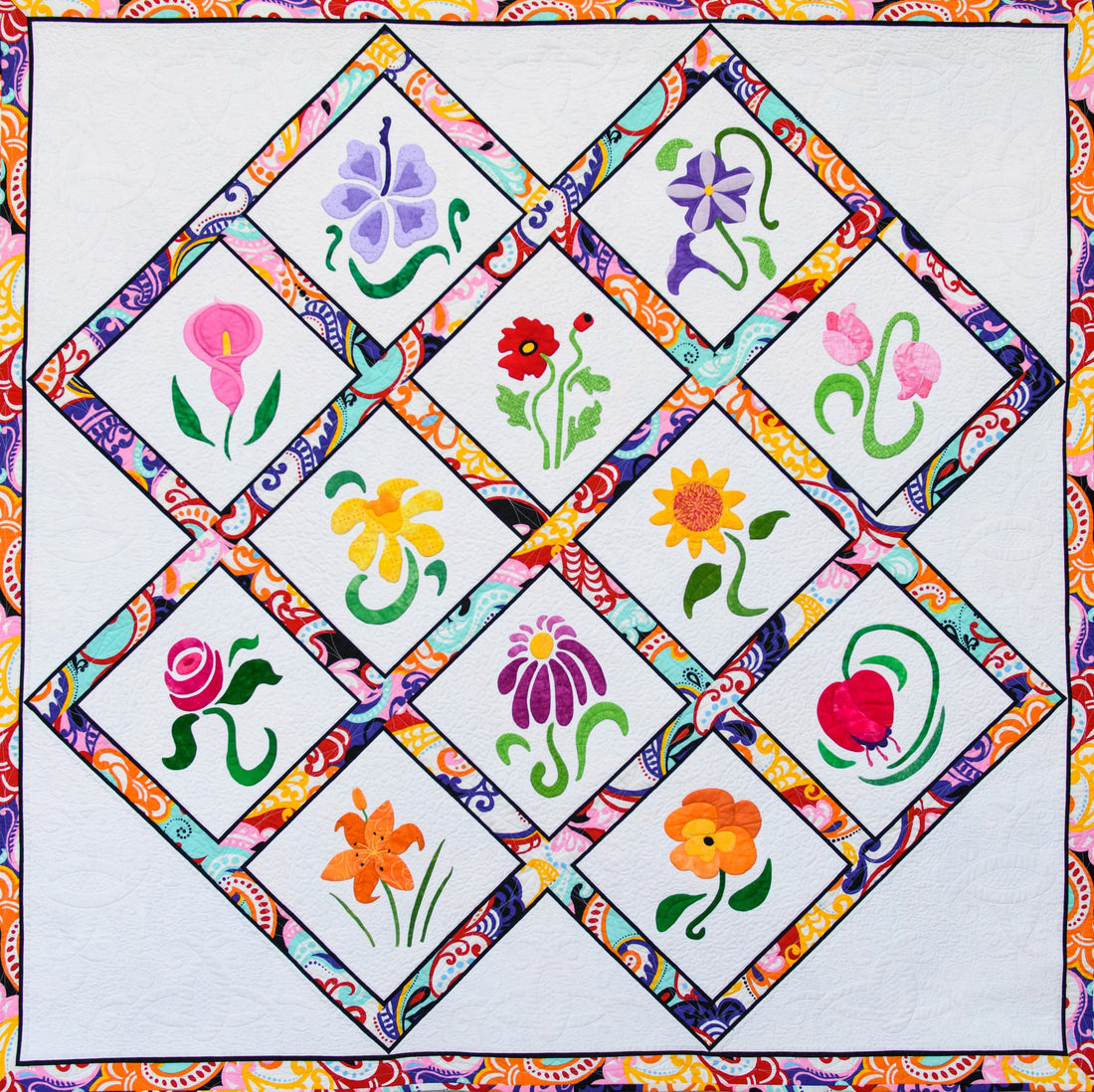 Flower quilt pattern for appliqué