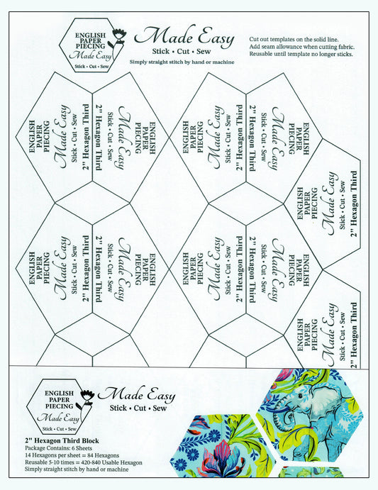 English Paper Piecing Made Easy Self-Sitck Templates for Quilting