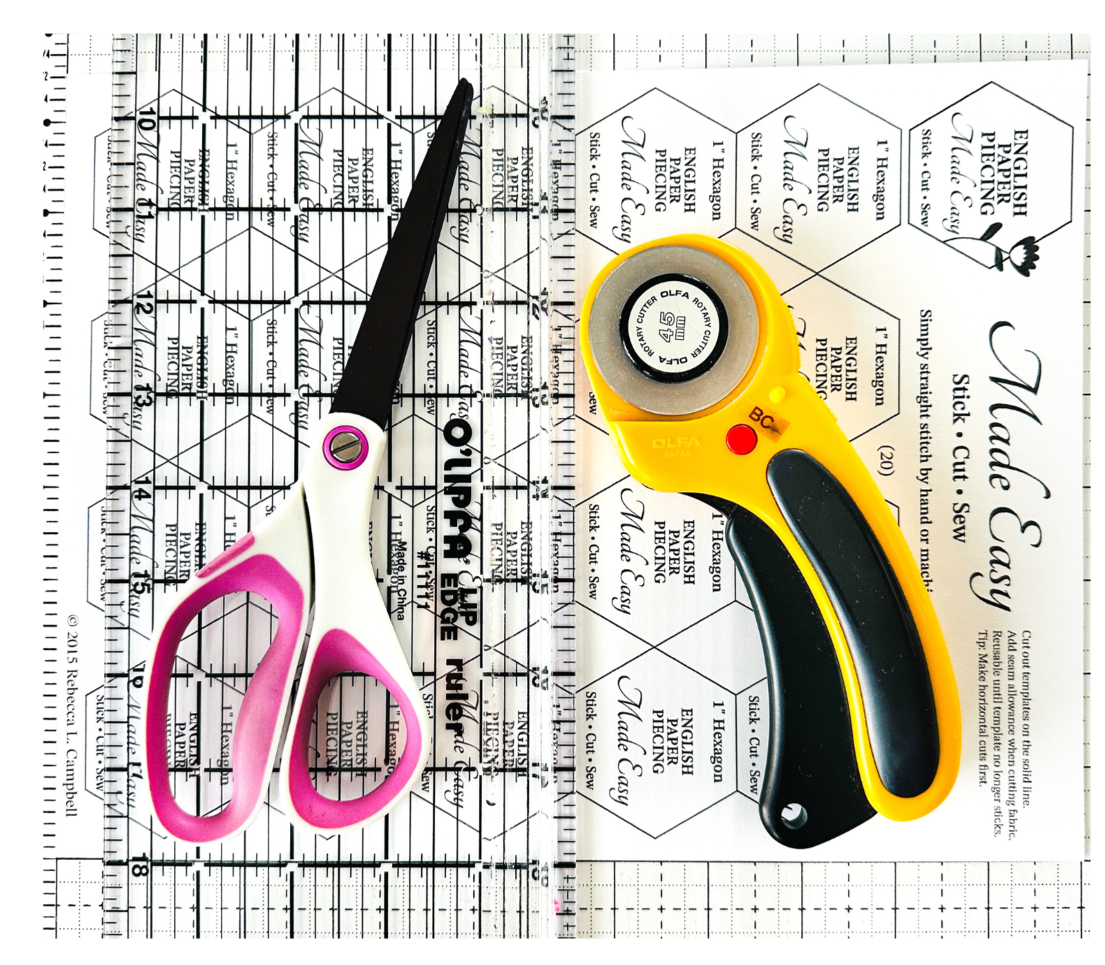 Cutting out EPP templates with rotary cutter or scissors