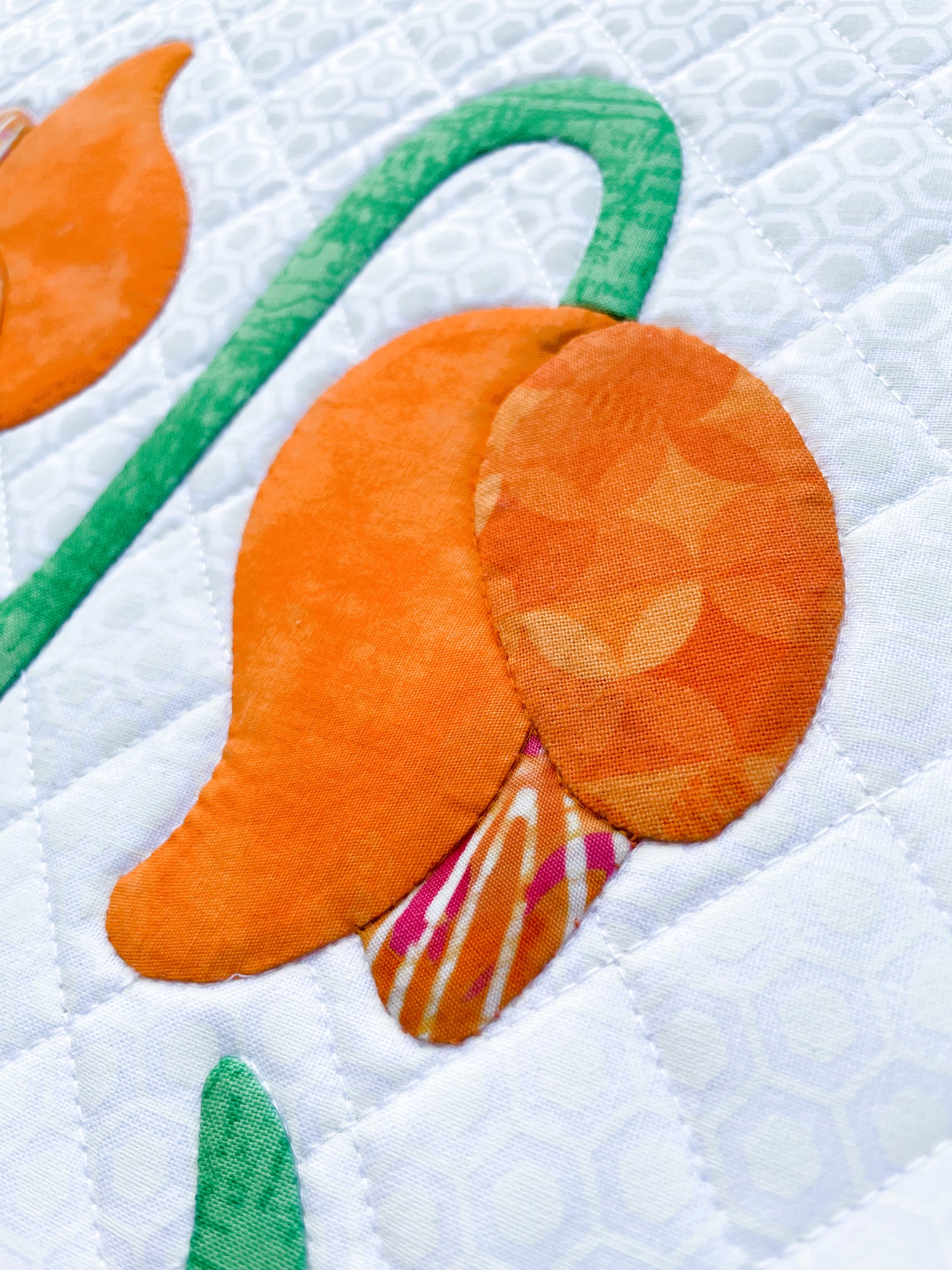Close up of tulip appliqué