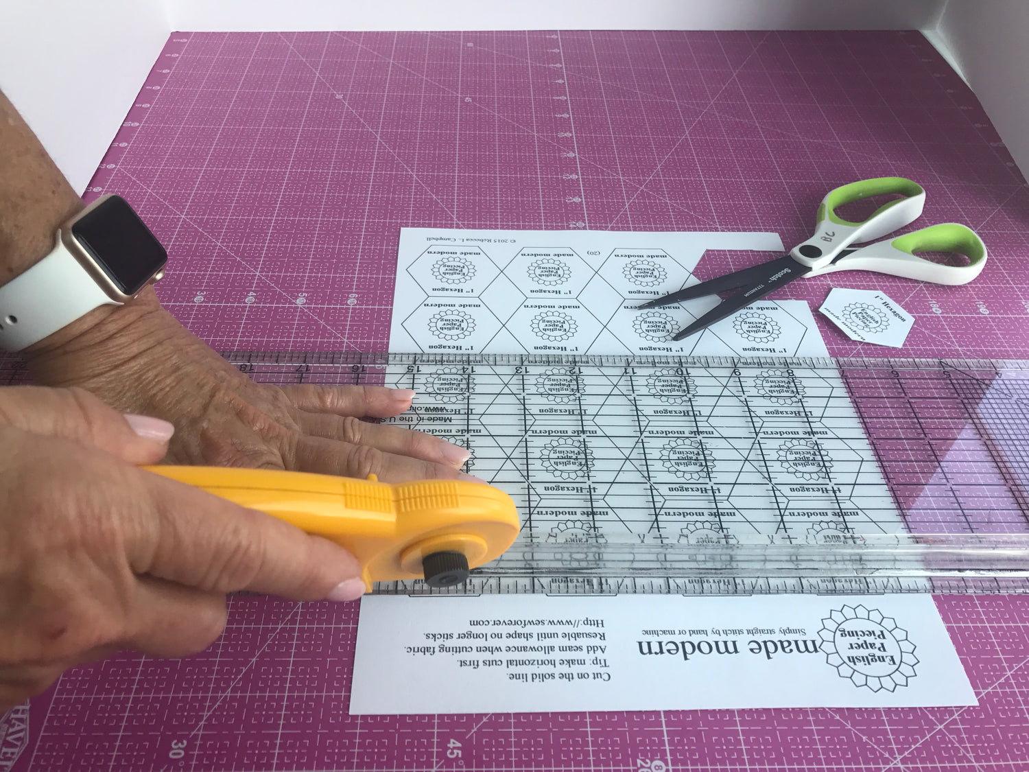 English Paper Piecing Made Modern Hexagons cut shapes out with scissors or rotary cutter